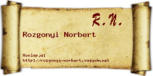 Rozgonyi Norbert névjegykártya
